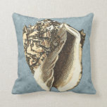 Stonewashed Conch Shell Cushion<br><div class="desc">Get this unique stonewashed Conch seashell image on your next product. This amazing,  blue background with a tan Conch will look great on anything. Take the beach with you everywhere you go.</div>