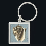 Stonewashed Conch Shell Key Ring<br><div class="desc">Get this unique stonewashed Conch seashell image on your next product. This amazing,  blue background with a tan Conch will look great on anything. Take the beach with you everywhere you go.</div>