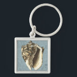 Stonewashed Conch Shell Key Ring<br><div class="desc">Get this unique stonewashed Conch seashell image on your next product. This amazing,  blue background with a tan Conch will look great on anything. Take the beach with you everywhere you go.</div>