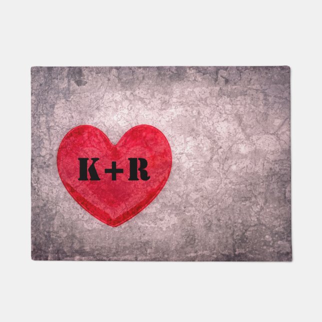 Stonewashed Heart Customised Doormat (Front)