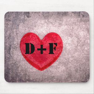 Stonewashed Heart Monogram Personalise Mouse Mat