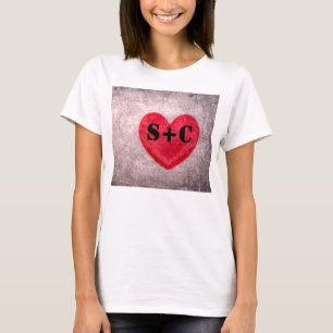 Stonewashed Heart Monogram Personalise T-Shirt