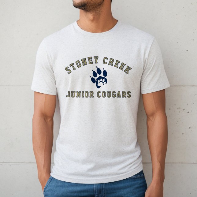Stoney Creek Junior Cougars Mens White Fleck Tri-Blend Shirt (Creator Uploaded)