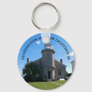 Stonington Harbour Lighthouse, CT Button Keychain