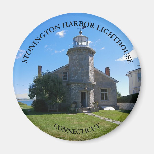 Stonington Harbour Lighthouse, CT Round Magnet (Front)