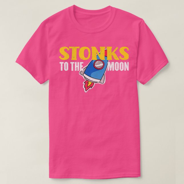 Stonks To The Moon Funny Day Trader Stock Trading  T-Shirt (Design Front)