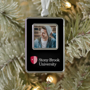 Stony Brook University   Wordmark Silver Plated Framed Ornament