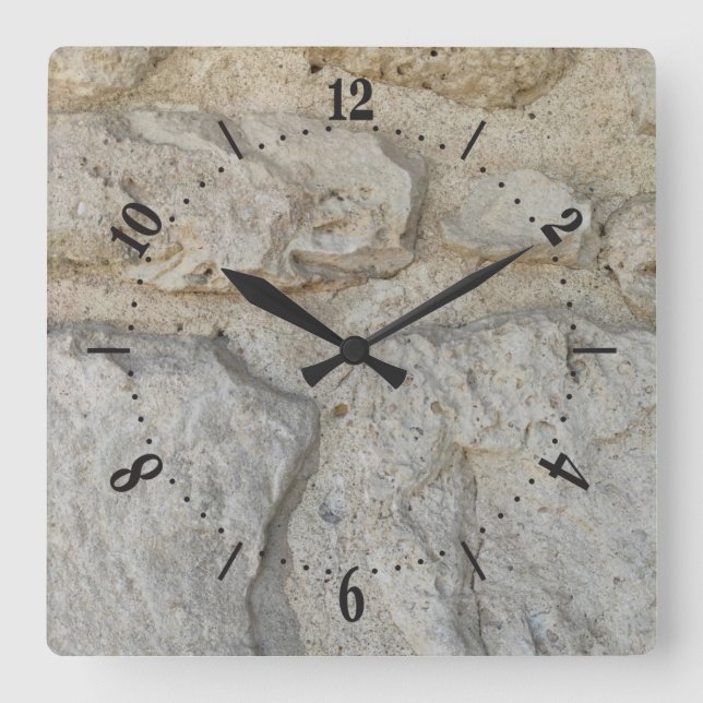 Stony pattern square wall clock (Front)
