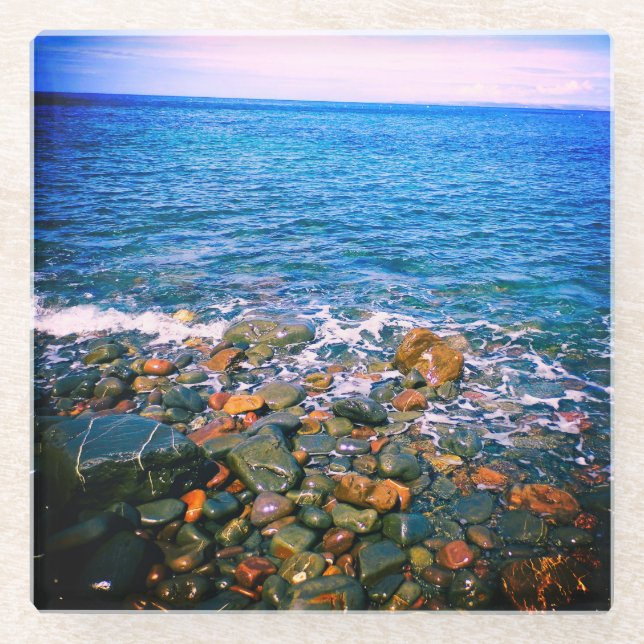 Stony shore glass coaster (Front)