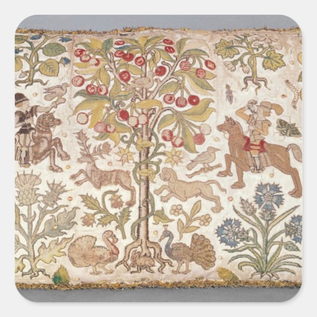 Stool cover, damask, late 16th century square sticker (Front)