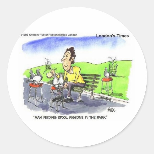 Stool Pigeons Funny Gifts Tees & Collectibles Classic Round Sticker (Front)
