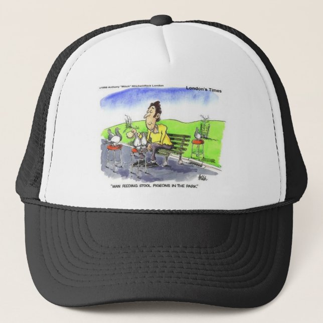 Stool Pigeons Funny Gifts Tees & Collectibles Trucker Hat (Front)