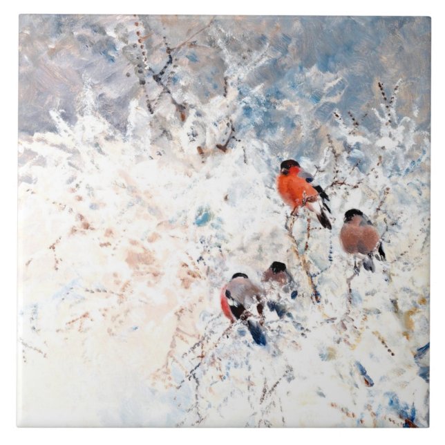 Stoopendaal - Bullfinches, fine art painting Tile (Front)