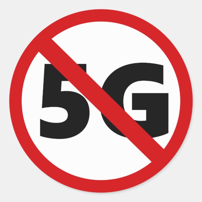 stop 5g technology communication satellite phone i classic round sticker (Front)
