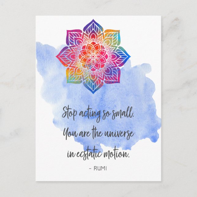 Stop Acting Small Rumi Quote Watercolor Postcard (Front)