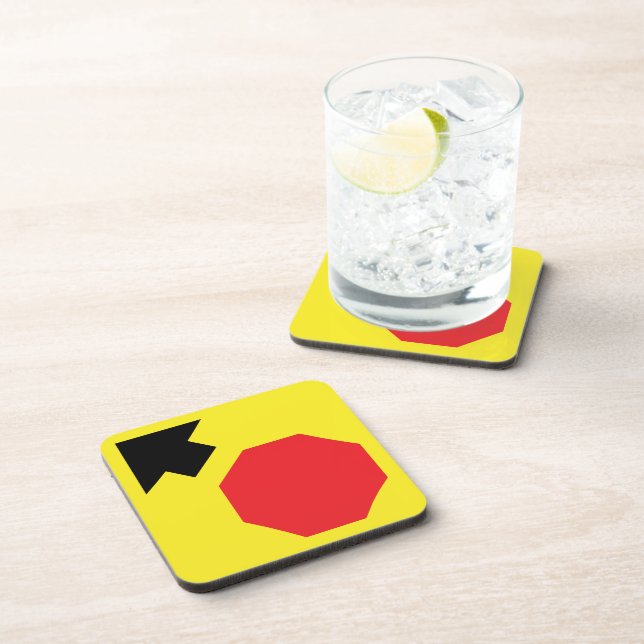  Stop Ahead Diamond Shape Hard plastic coaster (Right Side)