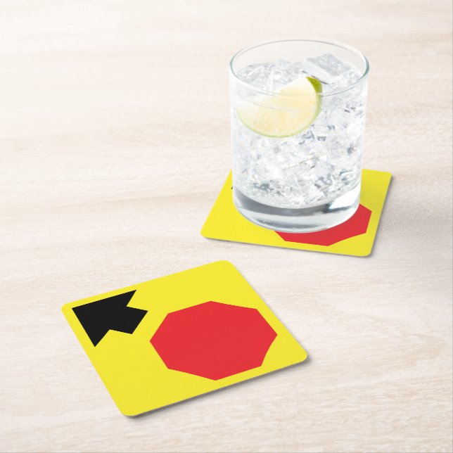  Stop Ahead Diamond Shape Paper Coaster (Insitu)