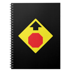 Stop Ahead Traffic Warning Sign   Spiral Notebook