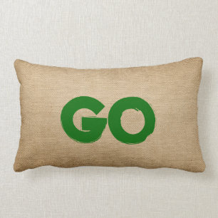 Stop and Go Burlap Lumbar Cushion