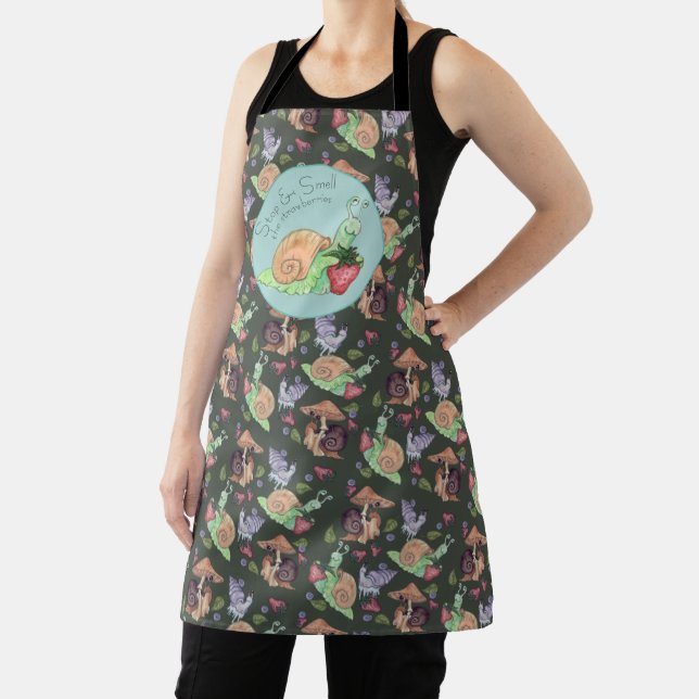 Stop and Smell the Strawberries Snail  Pattern Apron (Insitu)
