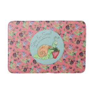 Stop and Smell the Strawberries Snail  Pattern Bath Mat