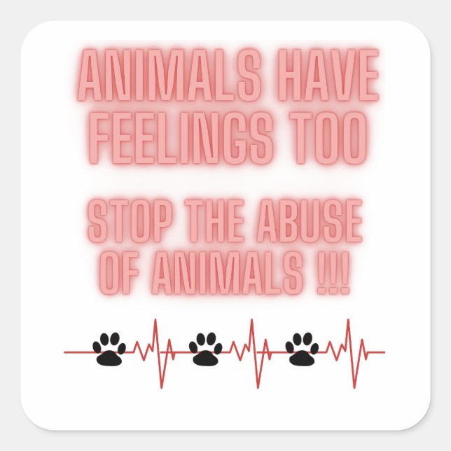 stop animal abuse square sticker (Front)