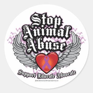 Stop Animal Abuse Wings Classic Round Sticker