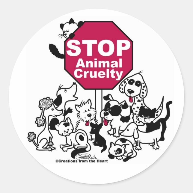 Stop Animal Cruelty Classic Round Sticker (Front)