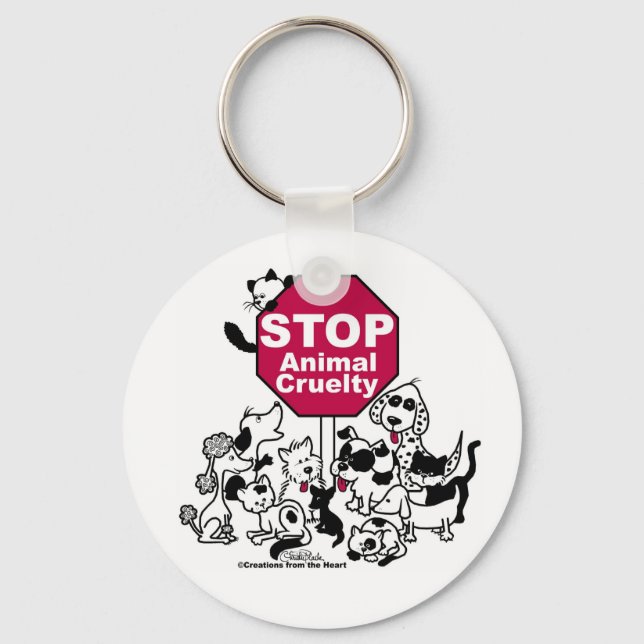 Stop Animal Cruelty Key Ring (Front)