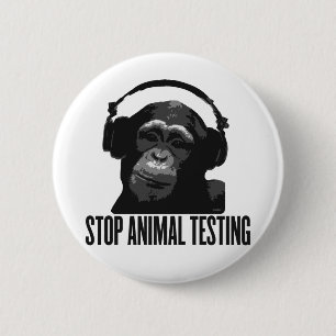 stop animal testing 6 cm round badge