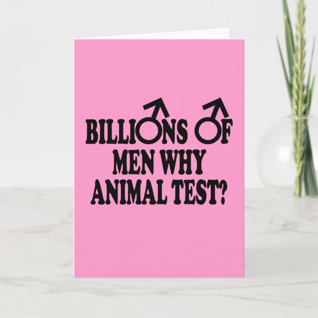 Stop animal testing feminist humor birthday card (Front)