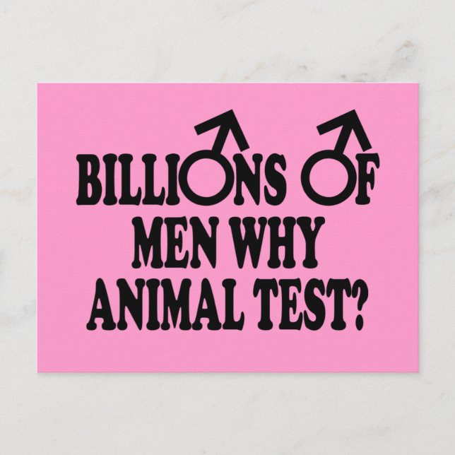 Stop animal testing funny slogan postcard (Front)
