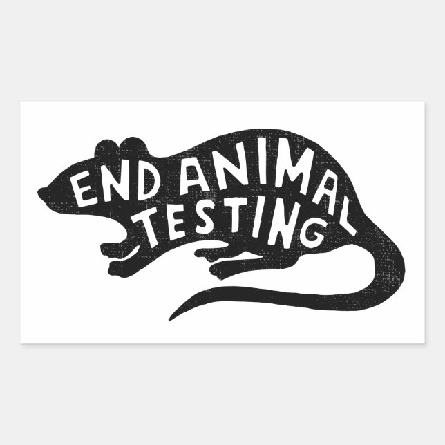 Stop animal testing rectangular sticker (Front)