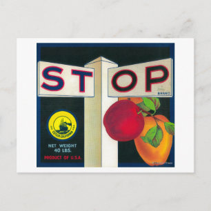 Stop Apple Crate LabelCutler, CA Postcard
