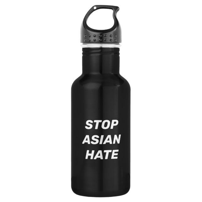 Stop Asian Hate, black white 532 Ml Water Bottle (Front)