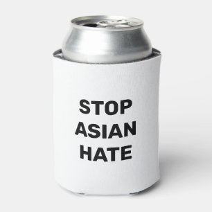 Stop Asian Hate, black white Can Cooler