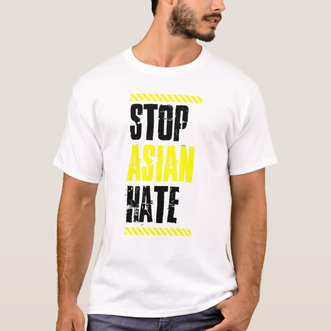 Stop Asian Hate Warning Tape American Pride Love A T-Shirt (Front)