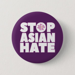 Stop Asian Hate with Lotus Flower T-Shirt 6 Cm Round Badge