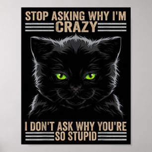 Stop Asking Why Im Crazy Cat  Poster