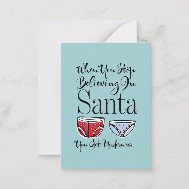 Stop Believing In Santa Underwear Christmas Mini Card (Front)