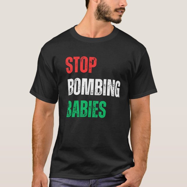 Stop Bombing Babies Kiss Save our Children in Gaza T-Shirt (Front)