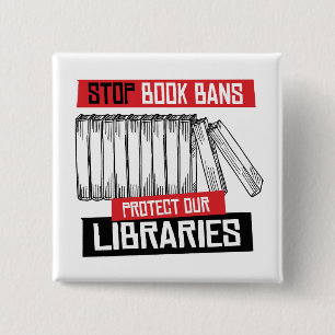 Stop Book Bans Protect Libraries 15 Cm Square Badge