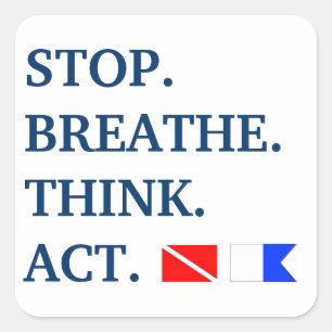 Stop. Breathe. Think. Act. Square Sticker