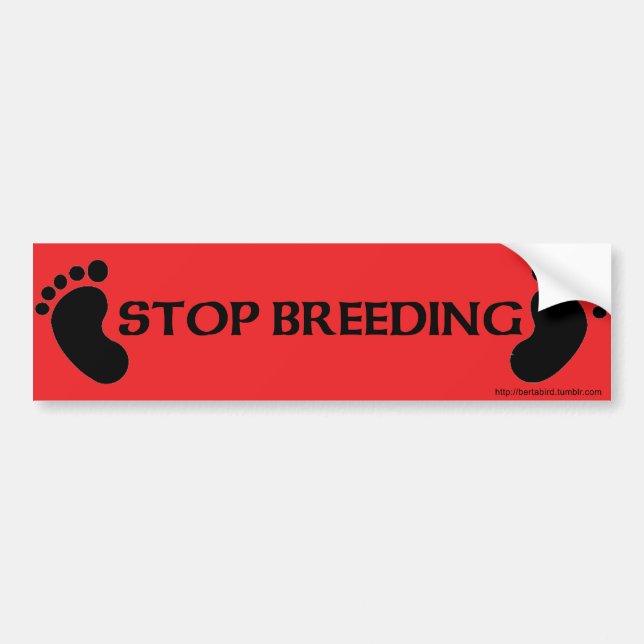 Stop Breeding with baby feet Bumper Sticker (Front)