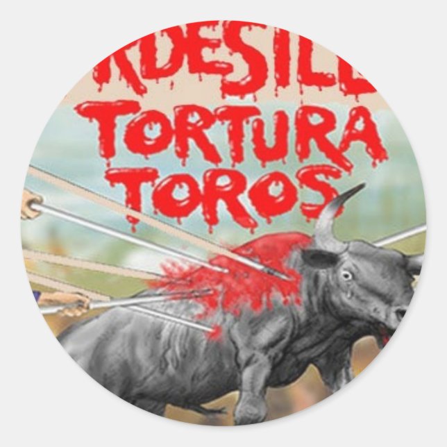 Stop Bull Fighting! Classic Round Sticker (Front)