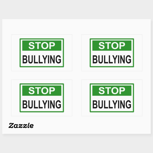 Stop Bullying Sign green Rectangular Sticker (Sheet)