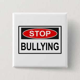 Stop Bullying Sign red 15 Cm Square Badge