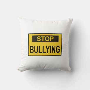Stop Bullying Sign yellow Cushion