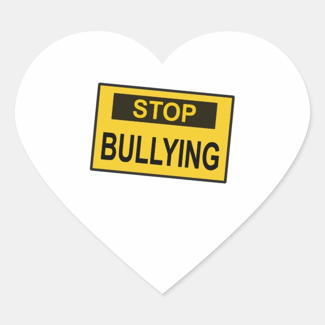 Stop Bullying Sign yellow Heart Sticker (Front)
