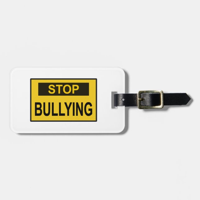 Stop Bullying Sign yellow Luggage Tag (Front Horizontal)
